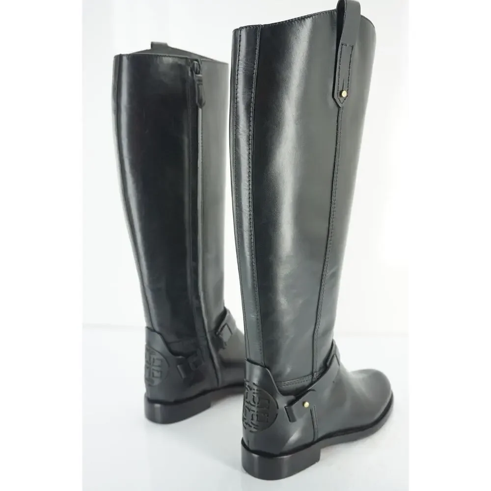 Tory Burch Derby Riding Boot Size 4.5 Ankle Strap Cut Out Logo